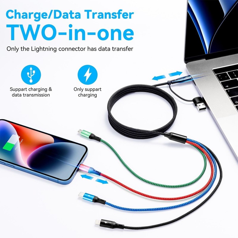 5 in 1 Multi Charging Cable 3.5A, Multi Fast Charging Cord USB A/C to Type gallery