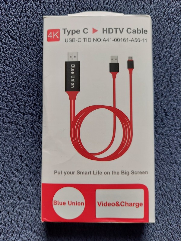 USB-C to HDMI Adapter +USB Cable USB-C TID# A41-00161-A56-11 Blue Union
