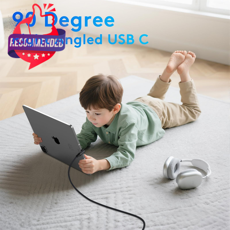Usb C 90 Degree Cable 1ft 2pack, 90° Short Usbc To Usbc 3.2 Gen 2x2 20gbps Data gallery