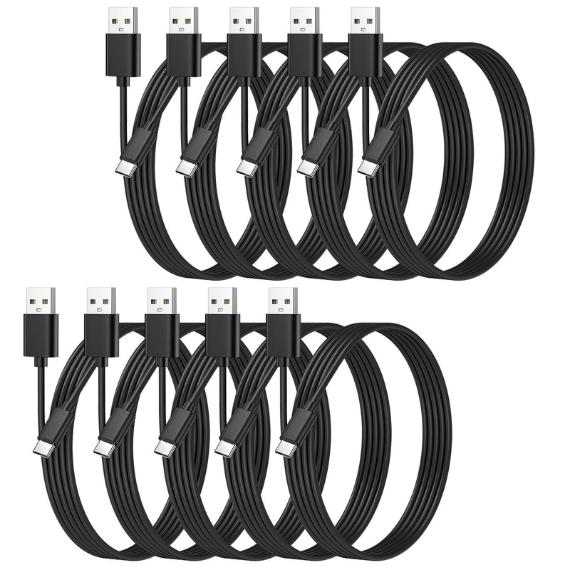 10 PCS Bulk USB C Cable Multipack TypeC Phone Charging Cords 3.3FT Black