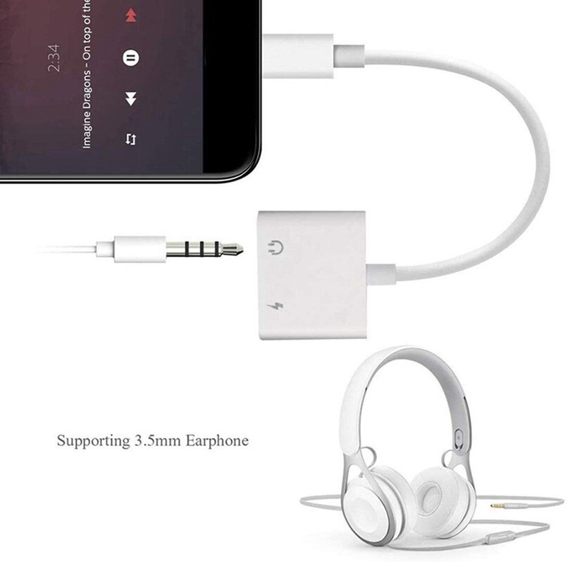 2 in 1 Dual Adapter 3.5mm Headphone & Charger For iPhone 14 13 12 11 X XR 8 Lot gallery
