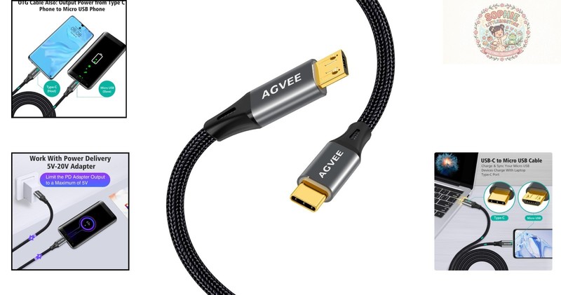 2-Pack 6.6ft USB-C to Micro USB Cables with Gold Plated Tips & Fast Sync gallery