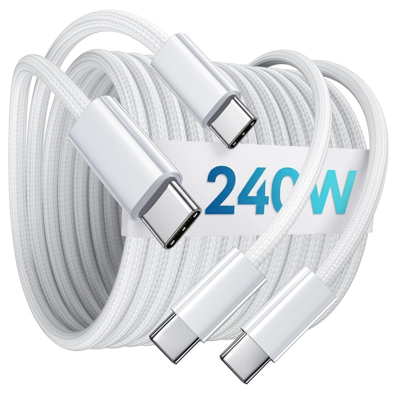 240W USB C to C Cable (6.6FT 2 Pack), USBC Cable, 6.6ft, White