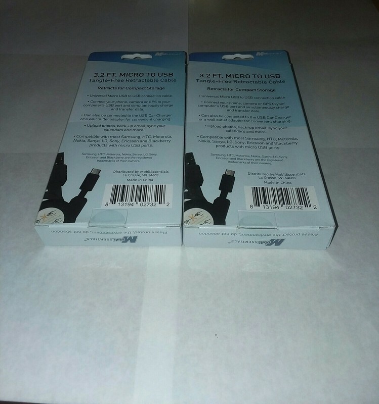 Lot of 2 MobilEssentials Charge & Sync 3.2 FT Micro USB Cable New! gallery