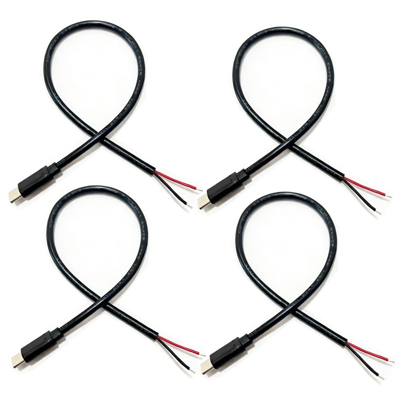 4Pcs USB to 2 Pin Bare Wire Open End Power Cable 1FT, USB Plug 2 Pin Pigtail …