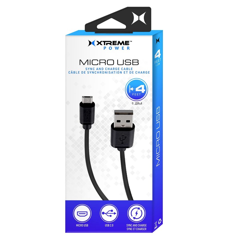 Xtreme 4ft Micro-USB Cable, Works with All Compatible Devices, Strong and