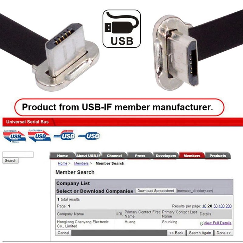 90 Degree Micro USB2.0 Male to Male 5Pin Ultra Slim Flat Charging Cable 16cm gallery