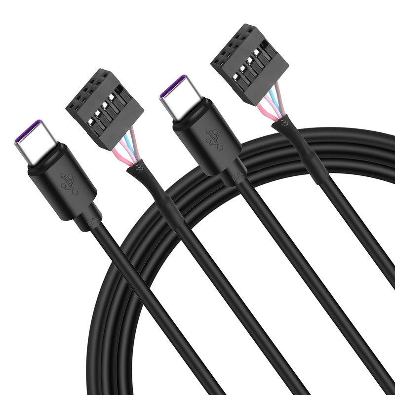 2PCS 50CM USB 2.0 9Pin Header Female to USB 3.1 Type C Male Adapter Cable