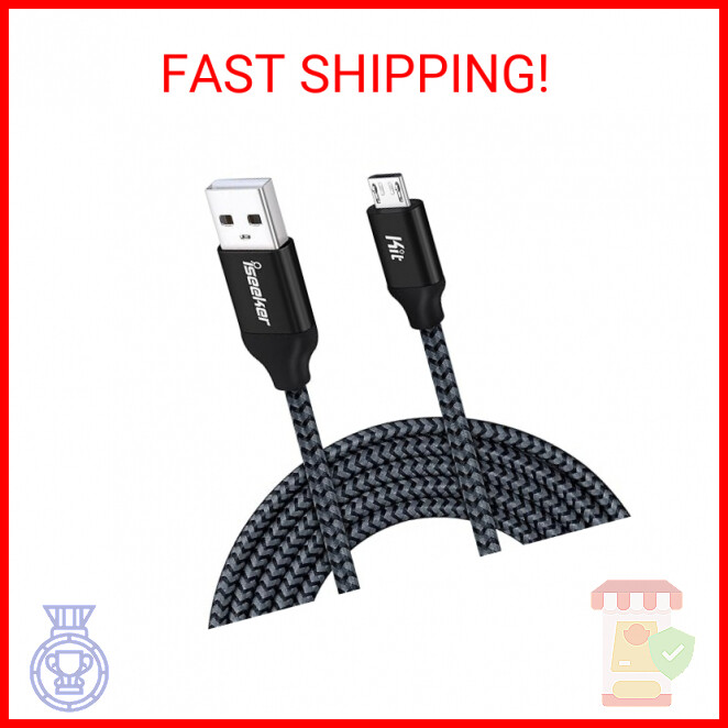 Micro USB Cable PS4 15FT,iSeeker Black Extra Long Durable Braided Type A Male to