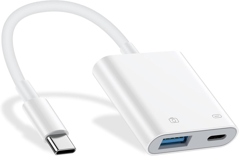 USB C to USB OTG Cable and Charger Adapter for iPhone 17 Pro Max 16e 16 15 Samsu