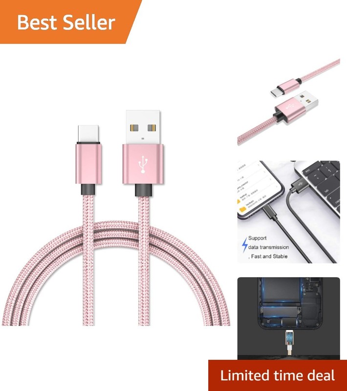 2-Pack High-Speed Pink USB A to USB C Braided Charging Cable – Anti-Break Design