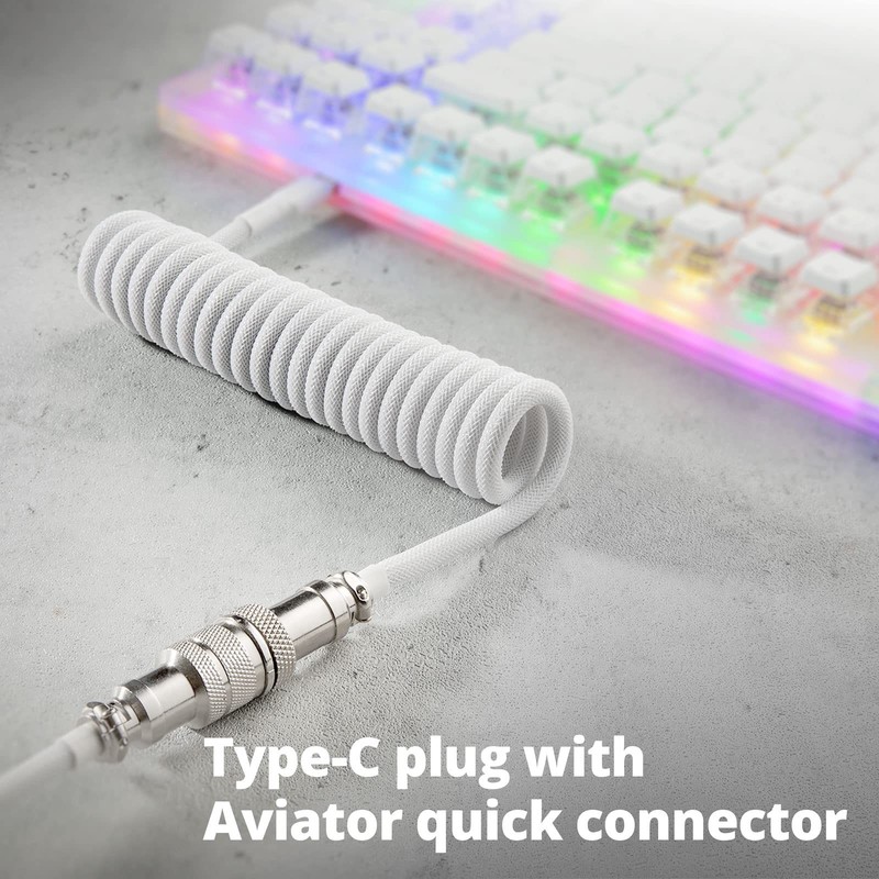 Custom Coiled USB Cable for Gaming Keyboard, Double-Sleeved Mechanical Keyboa... gallery