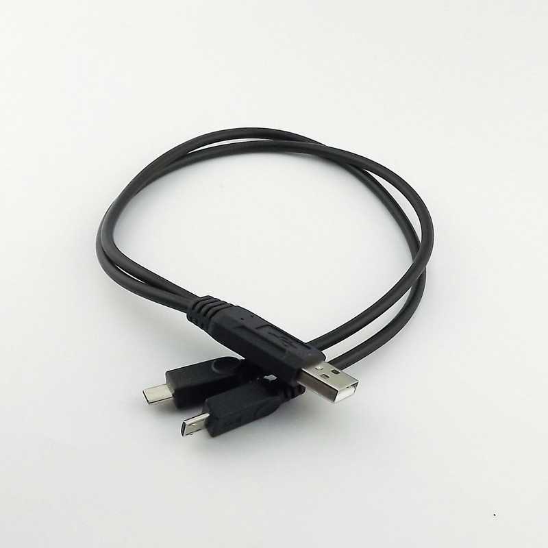 USB 2.0 A Male Plug to Dual Micro USB Male Y Splitter Data Charge Adapter Cable