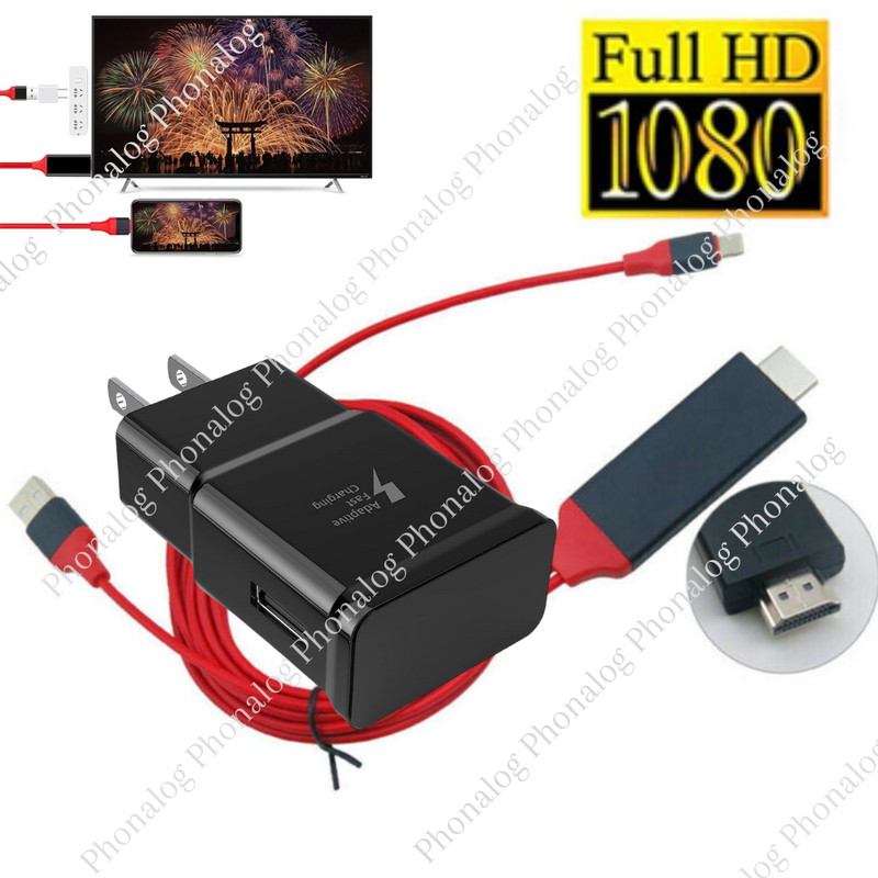 HDMI Mirroring AV Cable Phone to TV HDTV Adapter 1080P for iPhone 14 13 12 11 XR