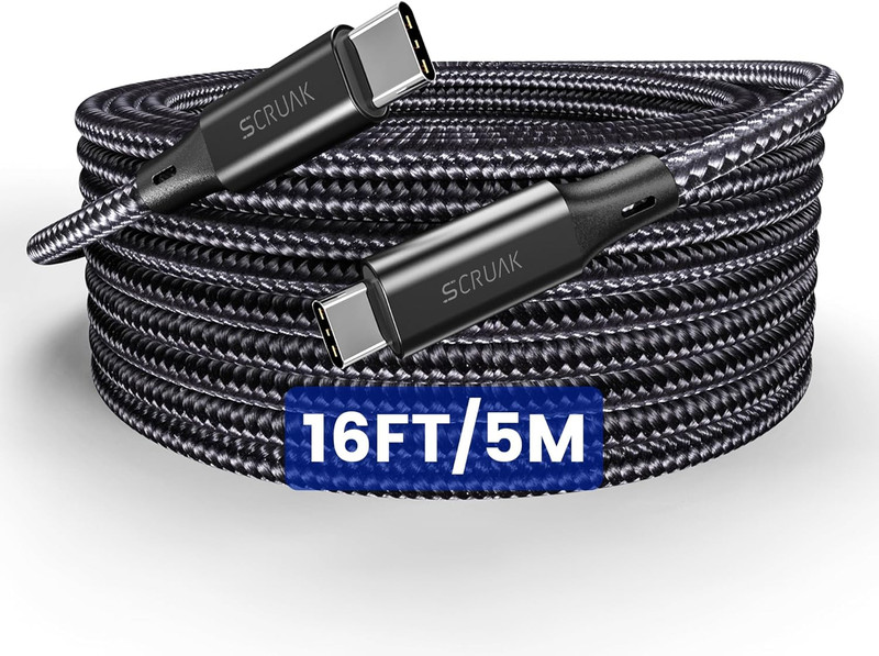 Extra Long iPhone 16 15 Charger Cable 16Ft, 16 Feet USB C to C Cable Fast Chargi