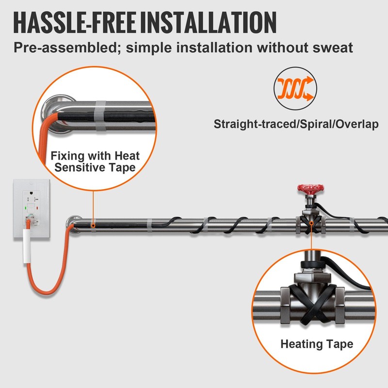 Self - Regulating Pipe Heating Cable, 40FT 5W/ FT Heat Tape for Pipes Freeze gallery