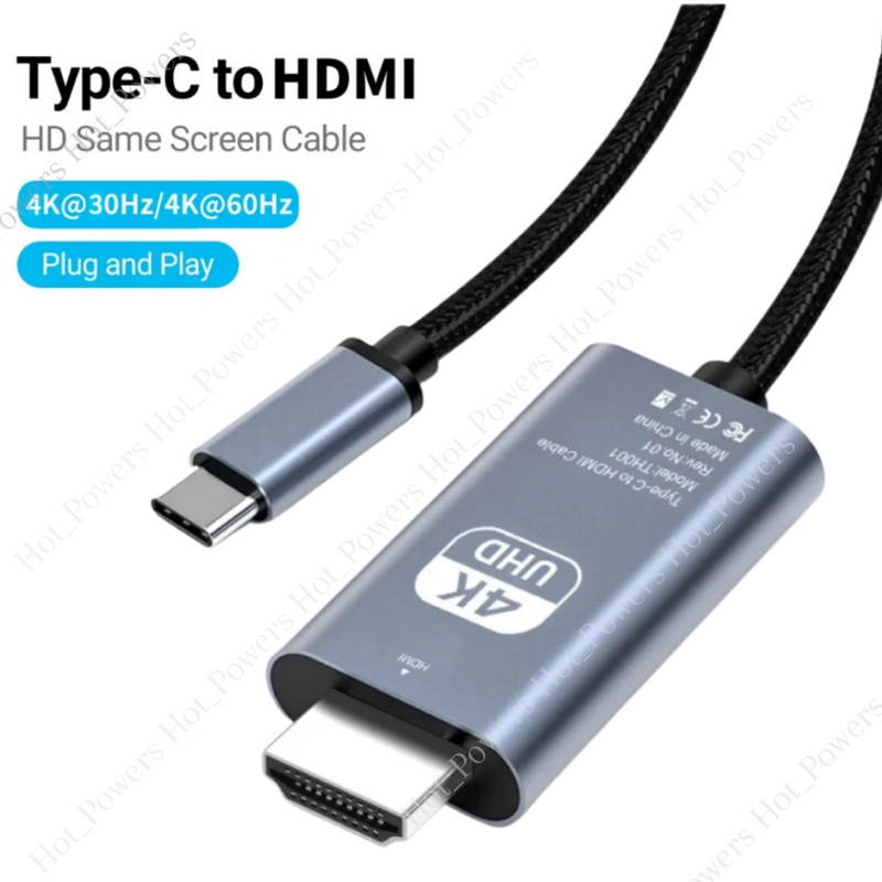 For iPhone 17 16 15 Pro Max Android 4K Phone to HDMI TV Type-C Mirroring Cable