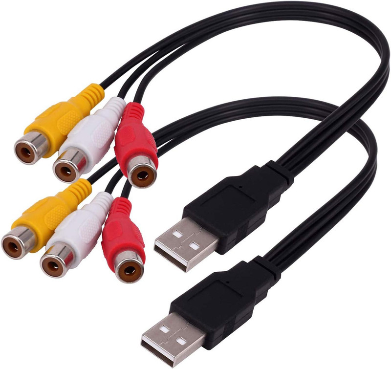 BERANMEY USB to 3RCA Cable, [2 Pack] 0.25M USB Male to 3 RCA Female Jack Splitte gallery
