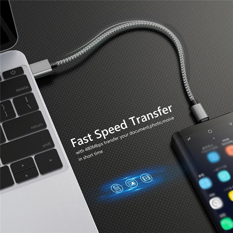 Nylon Data Cable Fast Charger USB a to Type C Charging Cable for Huawei Samsung gallery