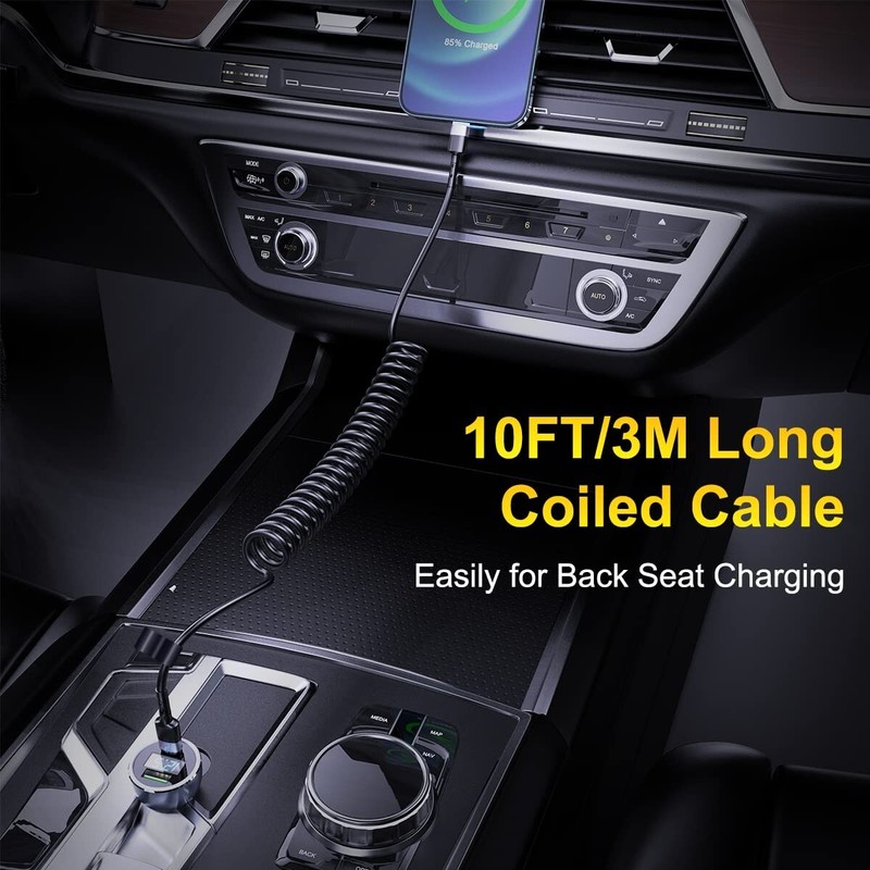 Coiled USB C to Lightning Cable for Car 10FT, MFi Certified iPhone Charging Data gallery