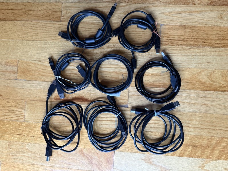 USB 2.0 A to Type B Male Data Sync cable for PC Scanners Printers etc. Lot Of 8
