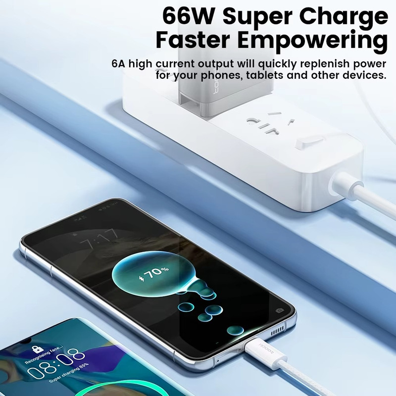 Toocki 100W USB To Type C Cable Fast Charging Braided Lead For Samsung S24 S25 gallery