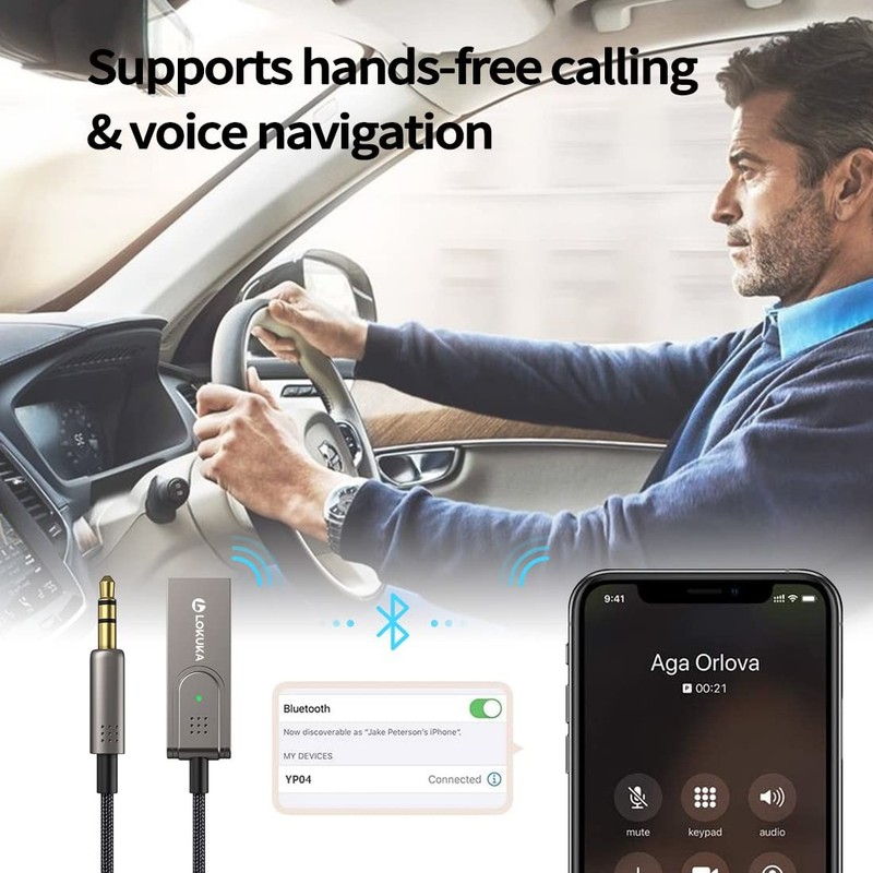 Bluetooth 5.3 to Aux Adapter for Car, USB to TRS 3.5mm Receiver - Adds Blueto... gallery