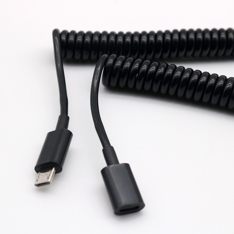 1x Micro USB 5 Pin Male to Female Extension Spiral Coiled Data Charging Cable 3m gallery