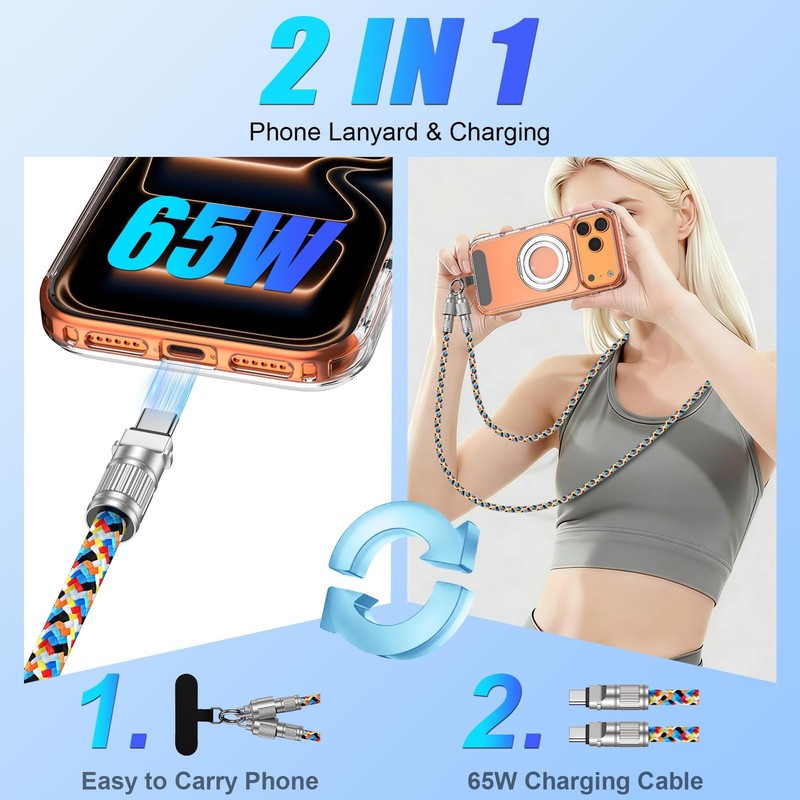 Lanyard Crossbody USB Fast Charging Cable for iPhone 17e/17 Max//17 /16e/16 M... gallery