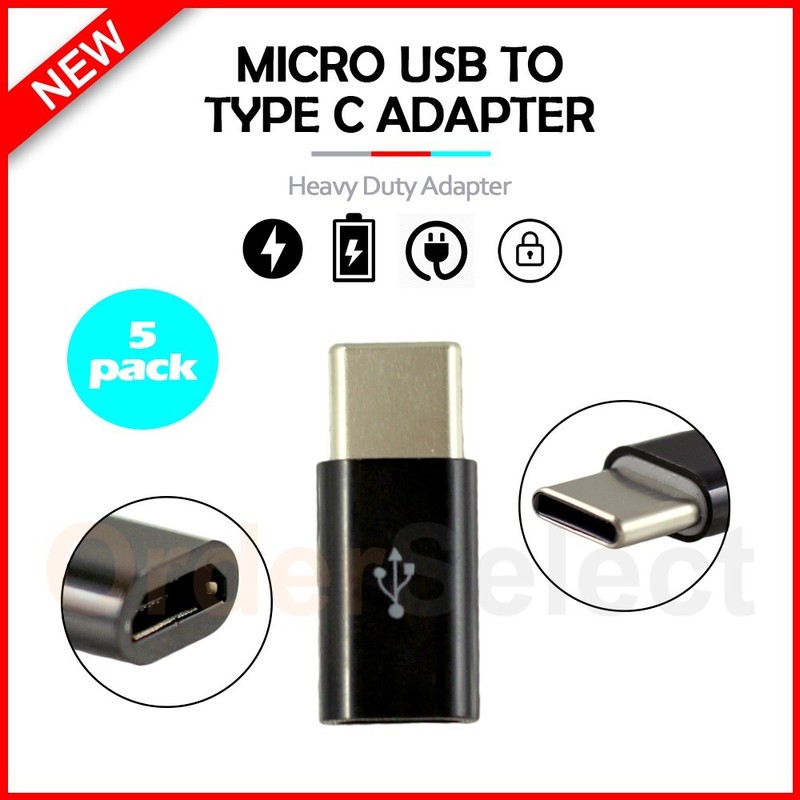 5-Pack Micro USB F – Type-C M OTG Adapter for Samsung Galaxy S22/S22+/S22 Ultra