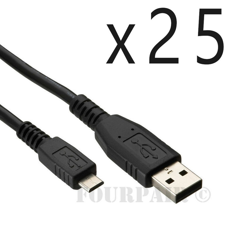 25 Pack – 10ft Micro USB Sync Charger Cable Cord LG HTC PS4 Xbox One Controller