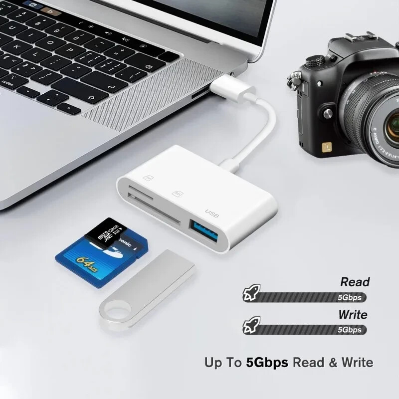 3 In 1 SD TF Card Reader For Apple iPhone 14 12 13 11 Pro Max XR XS USB C gallery