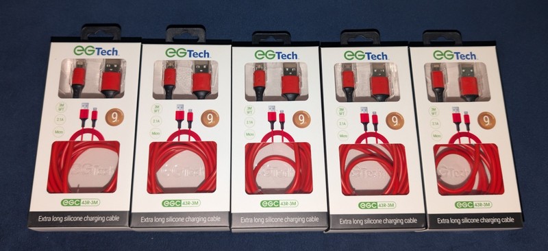 Extra Long Braided Charging Cable – Micro 9ft By EG Tech Lot Of 5