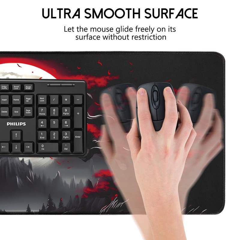 Large Gaming Mouse Pad, Anime Black Mousepad with with Non-Slip Base, Expande... gallery