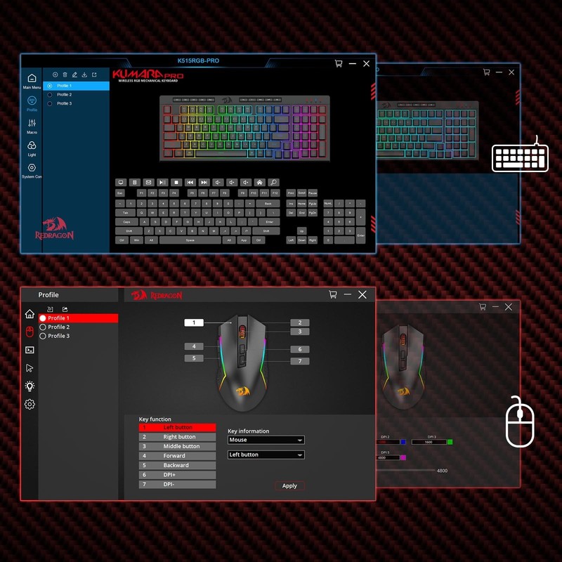 Redragon S142 Wireless Gaming Keyboard & Mouse Combo, 98 Keys K515 PRO RGB Me... gallery