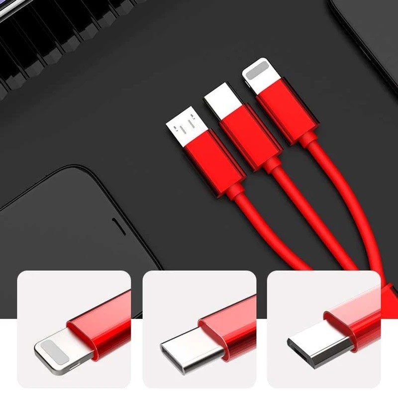 3 in 1 Retractable Fast Charging Cord For IOS/Type C/Micro USB Charger Cables US gallery