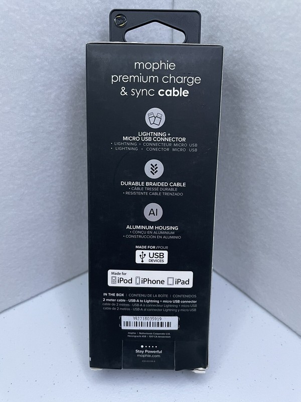 iPhone & Android charger-Mophie Essentials 6.5FT/2M 2-in-1 charge & sync gallery