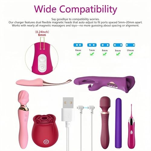 Universal Magnetic Charging Cable for Massagers - 80cm USB-A Charger, 2-Pack, Co gallery