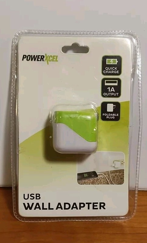 PowerXcel 1 Amp USB Wall Adapter Green/White