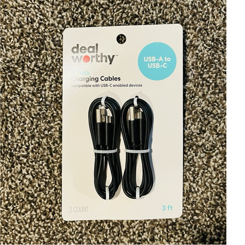 deal worthy Fast Charge USB-A to USB-C Charging Cable 2-Pack 3 ft Black