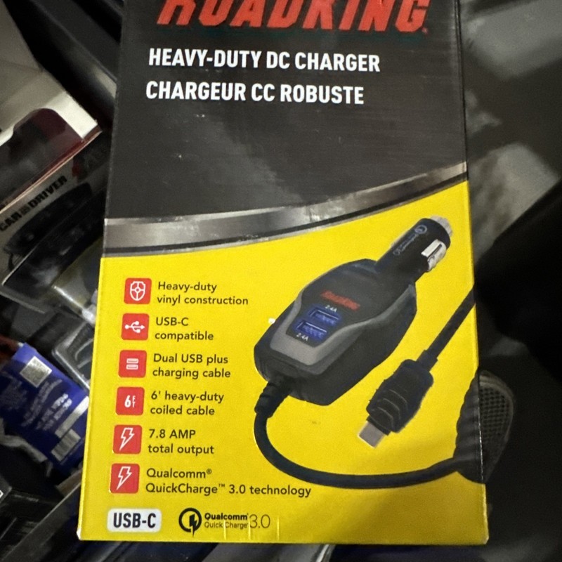 RoadKing Heavy-Duty DC Charger 6’ USB-C Compatible Dual USB 7.8 AMP NEW