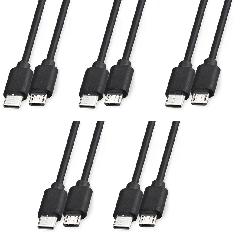 5 PCS USB C To Micro USB Cable Data Transfer Fast Charging Cord 3ft Black
