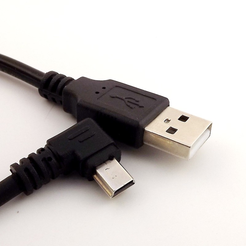 1x 1FT Mini USB Male 90 Degree Left Angled to USB 2.0 A Male for Camera Mp4 GPS gallery