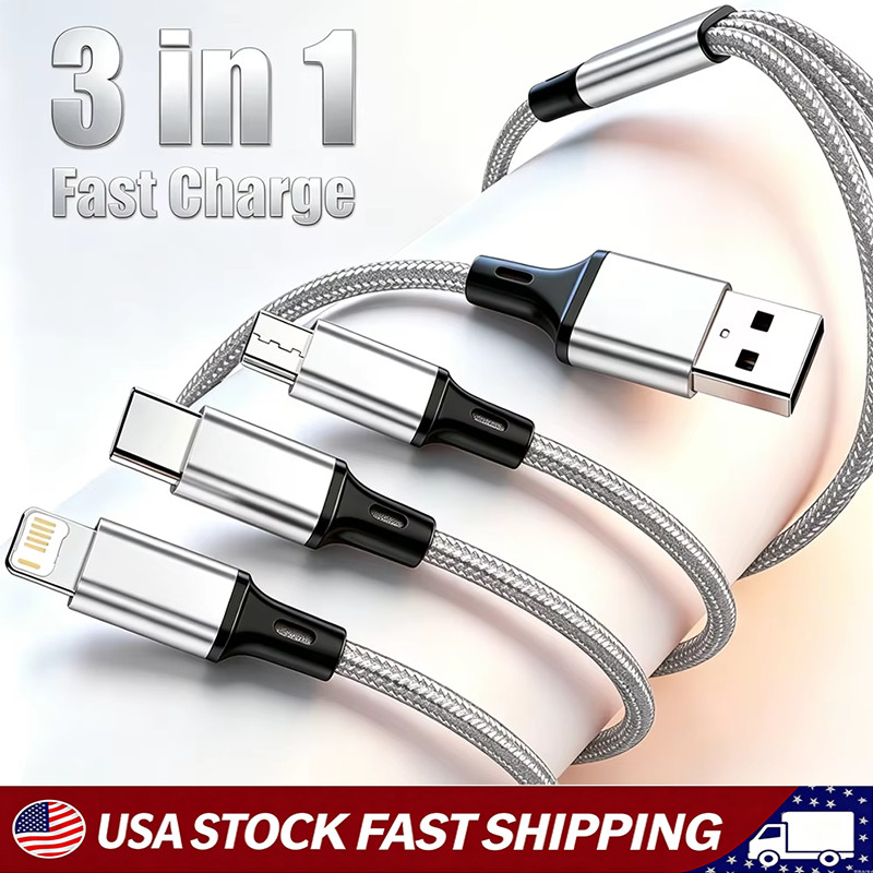 3in1 Fast USB Charging Cable Universal Multi Function iPhone 17 Charger Cord lot
