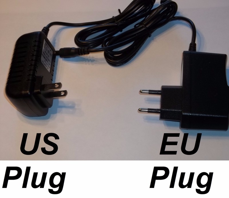 Adapter Input 100-240 VAC , Output 12V DC 1000mA USA or EU Plug