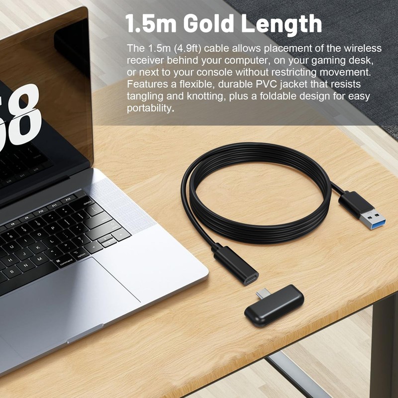 USB-C to USB-A Adapter Cable for SteelSeries Arctis 7X, Arctis 7P, Arctis 1 W... gallery