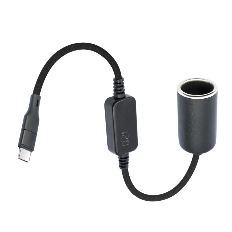 USB C to Car Female Socket Adapter Cord 5V to 12V Boost Cable for Vehicles