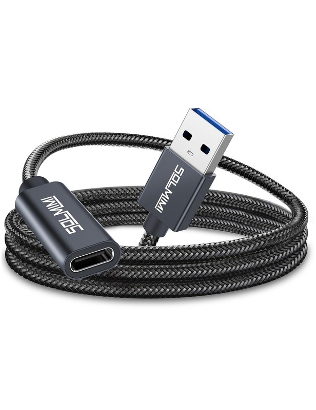 USB A to C Male Adapter 5gbps High Speed Transfer Charging Cord 1m Dark Gray