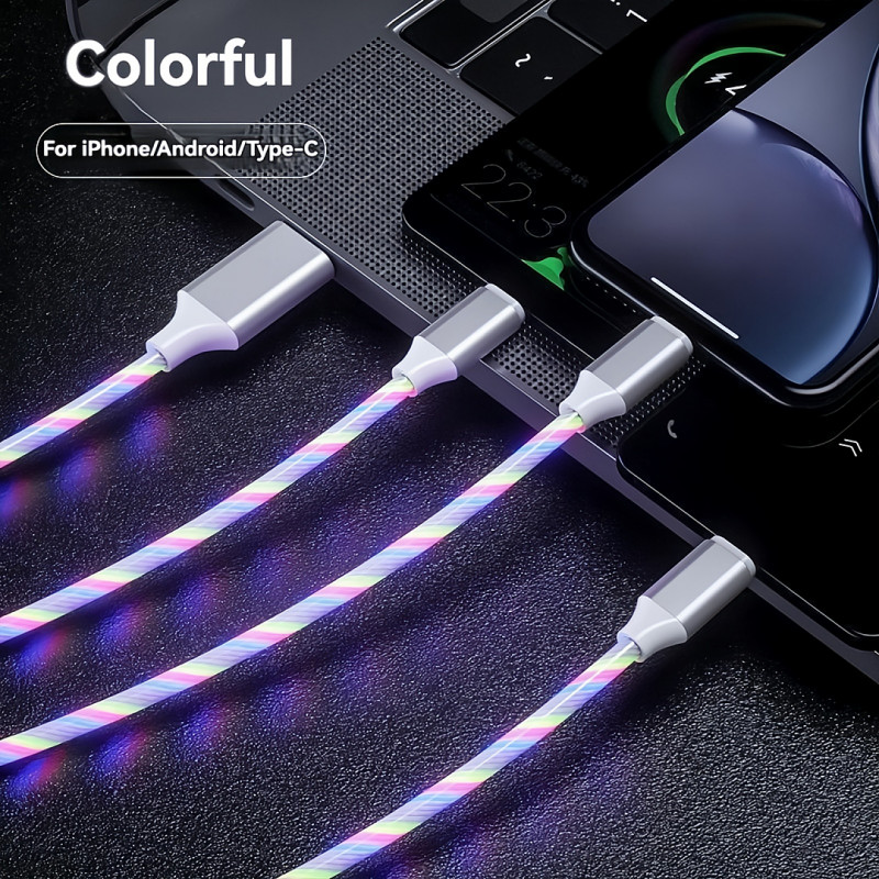 3 IN 1 Charging Cable Cool Interface Flowing Cord For iPhone/Android Micro Type gallery