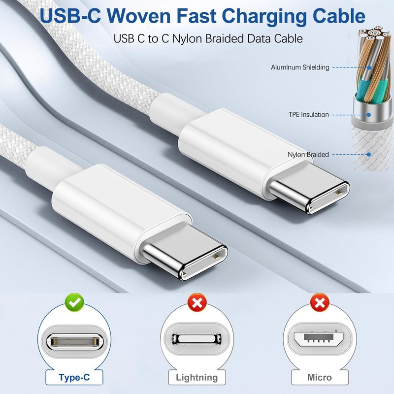 20W Block USB C Type C Cable 10FT Fast Charger For iPhone 17 16 15 Plus Android gallery